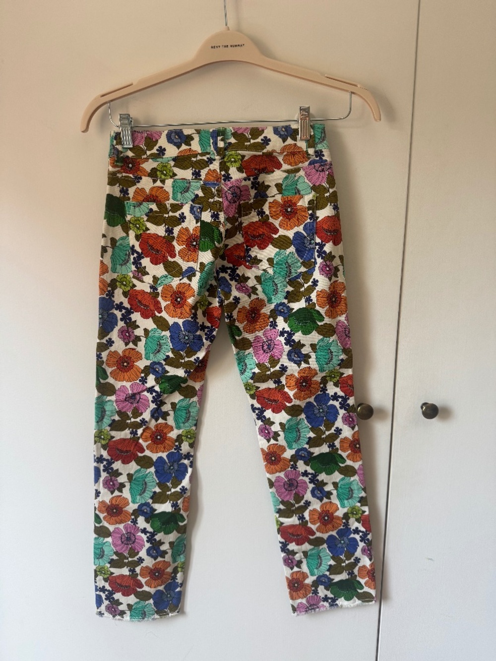 Colorful Floral Crop Jeans Size 0